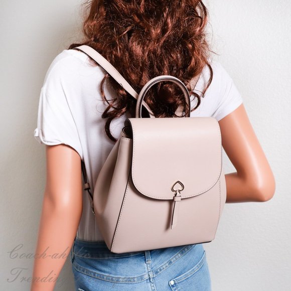 NWT Kate Spade Adel Flap Backpack in Warmbeige - Picture 2 of 12